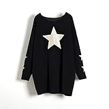 VIGVOG Women's Casual Star Logo Pullover Chunky Jersey T Shirts