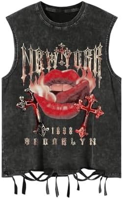 SOLY HUX Men's Summer Gothic Tank Top Graphic Print Distressed