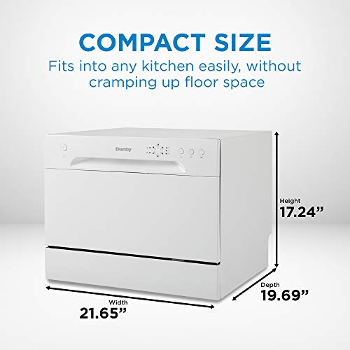 Danby DDW621WDB Countertop Dishwasher with 6 Place Settings, 6 Wash