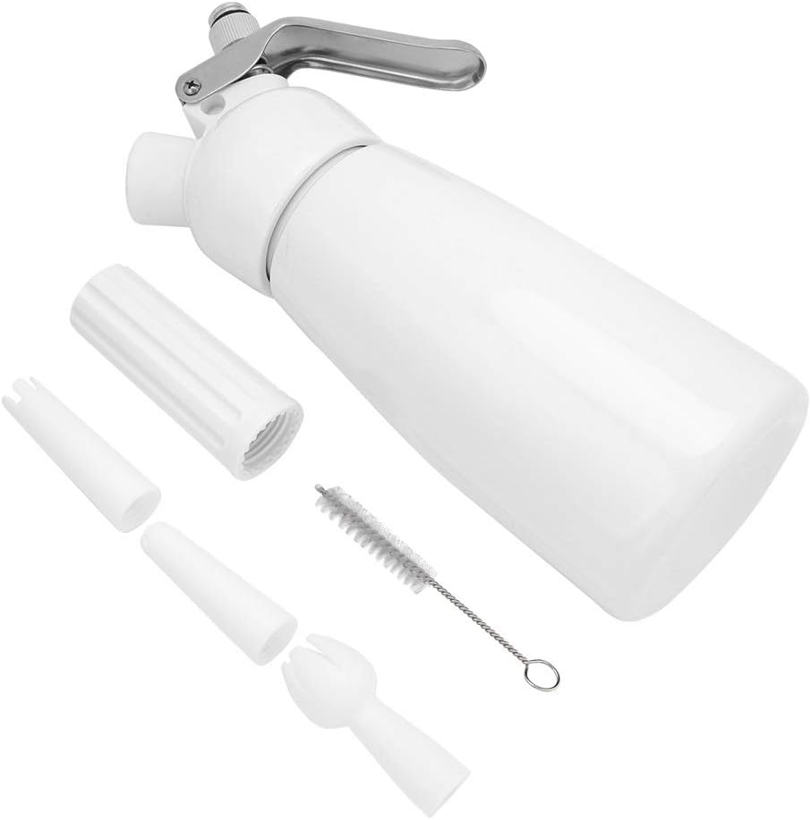 Cream Maker-250mL Portable Red Aluminum Whipped Dessert Cream Butter Dispenser Whipper Foam Maker White