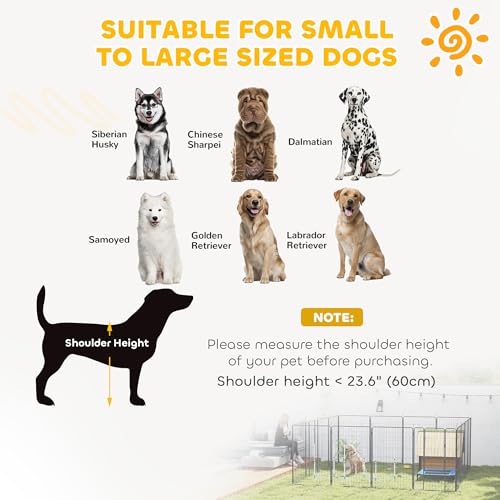 PawHut Dog Playpen, 31.5" W Heavy-Duty Metal Puppy Play Pen, Pet Exercise Fences for Outside and Indoor, DIY Design with Door for Large Dogs, 16 Panels, 47" H