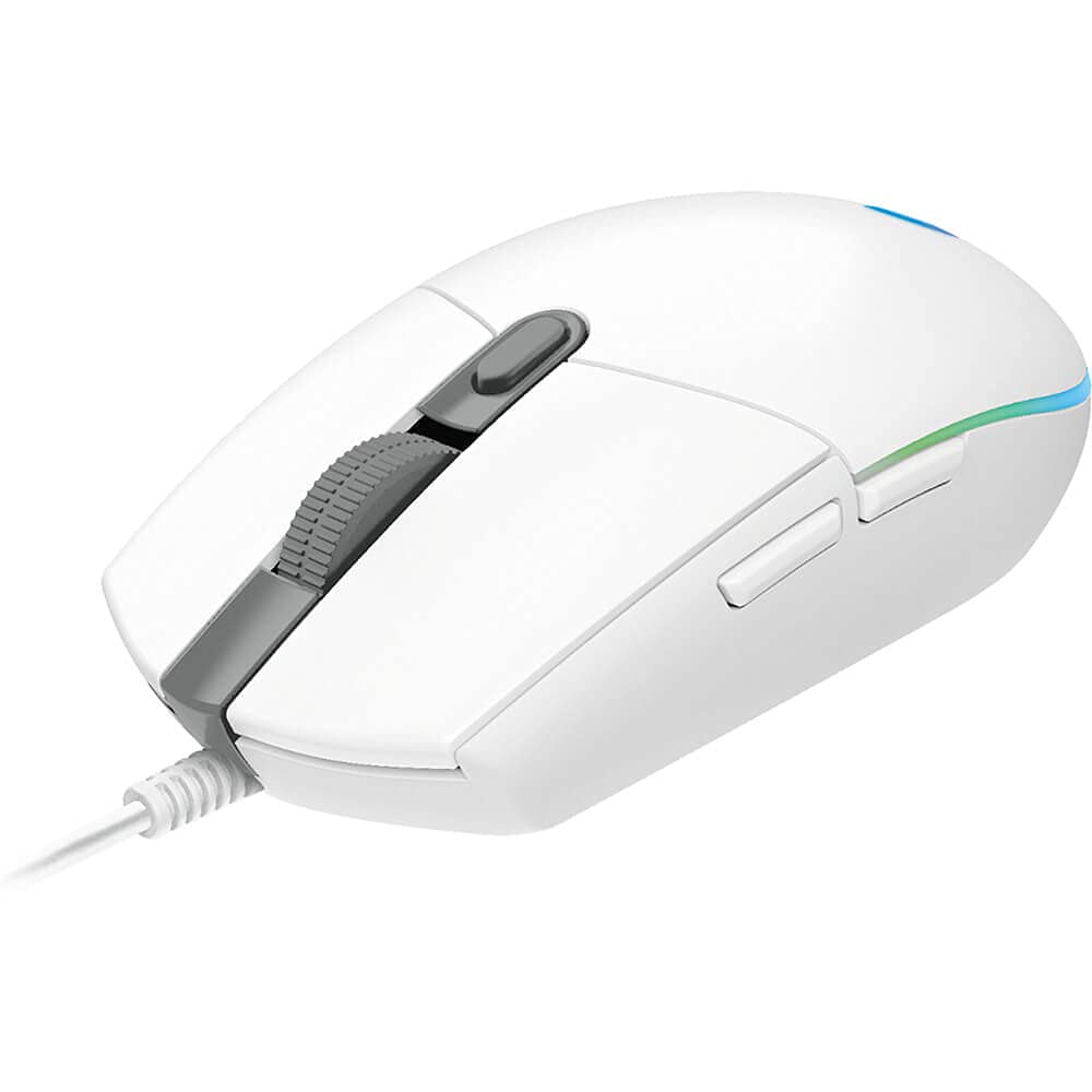 Logitech G203 Wired Gaming Mouse, 8,000 DPI, Rainbow Optical Effect LIGHTSYNC RGB, 6 Programmable Buttons, On-Board Memory, Screen Mapping, PC/Mac Computer and Laptop Compatible - White