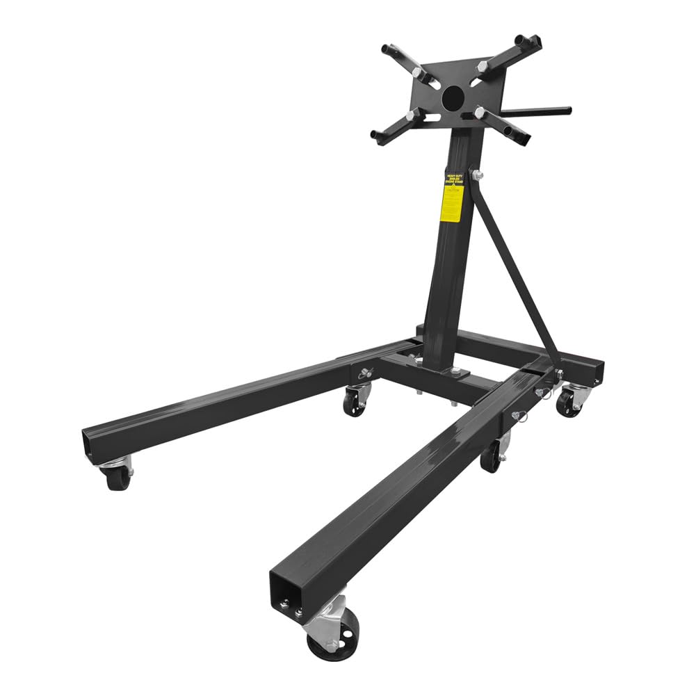 Photo 1 of **UNKNOWN MISSING/ DAMAGED PARTS** Engine Stand, 2000LBS Capacity Engine Motor Stand with 360-Degree Rotating Head,6 Casters, 4 Adjustable Arms,Folding Heavy-Duty Steel Engine Lift Stand for Auto Motor Repair Black