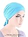 Womens Ruffle Chemo Hat Beanie Scarf, Turban Head Wrap for Cancer Mocha Brown