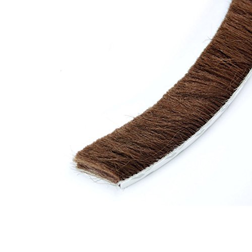T&B Self-Adhesive Pile Weatherstrip for Windows & Doors 3/8-Inch x 3/8-Inch Brown (16.5ft)