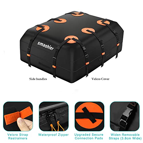 Smashier Car Rooftop Cargo Carrier Bag 15 Cubic Feet Roof Bag, 100