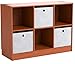 Furinno Basic 3x2 Bookcase Storage w/Bins, Light Cherry/Ivory