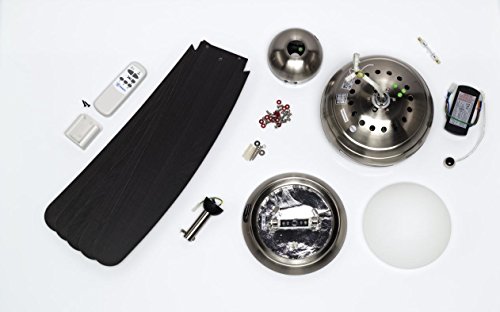 Westinghouse Lighting 132 cm Deckenventilator Bendan 72557 mit Einzelleuchte und fünf Flügeln, Ausführung in seidenmattem Chrom mit Opalmilchglas [Energieklasse G]