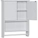Best Choice Products Wooden Modern Contemporary Bathroom Storage Organization Wall Cabinet w/Open Cubby, Adjustable Shelf, Double Doors, Towel Bar, Wainscot Paneling, White