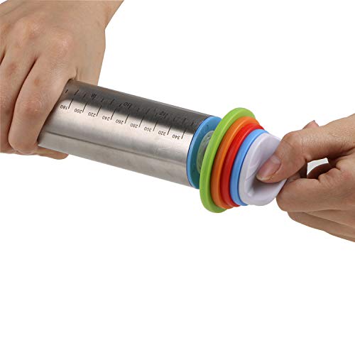 image for Adjustable Stainless Steel Rolling Pin,Evermarket Dough Roller with 4 