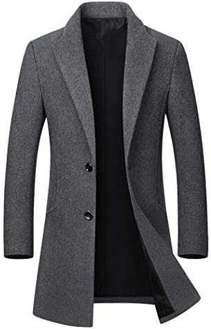 AnnaApparel Men's Quality Wool Trench Coat 1 Piece Winter Business Suits Long Top Coat Jacket