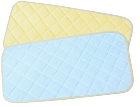 Washable Waterproof Changing Pad Liners Bamboo Fabric Terry Cloth Quilted ♦ Multi Use Portable Changing Mat ♦ (Blue and Yellow)