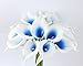 Angel Isabella 10pc Set Real Touch Calla Lily-Keepsake Artificial Flower Perfect for Cut to Make Boutonniere Corsage Bouquets (Picasso Royal Blue)