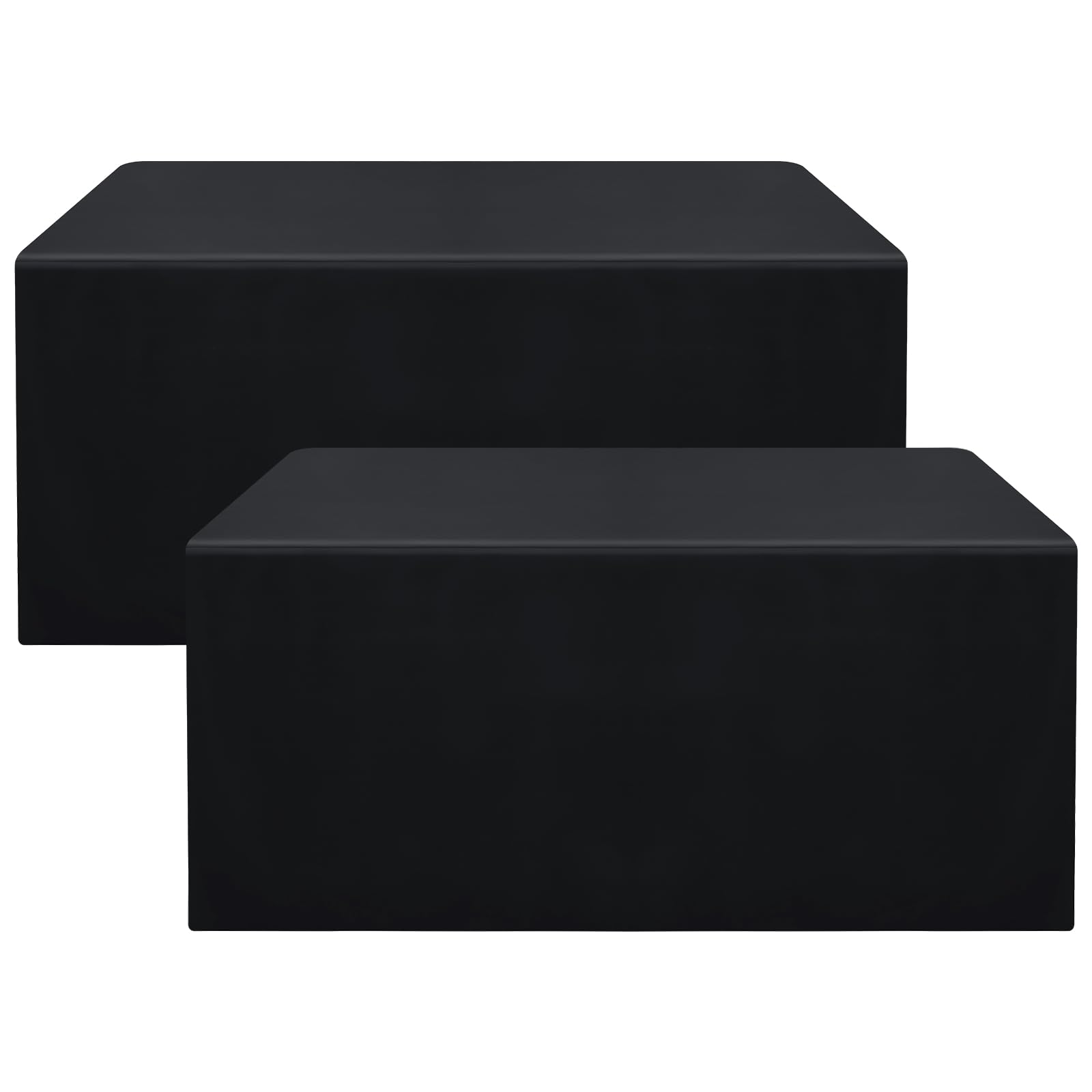 Photo 1 of Smiry 2 Packs Fitted Black Tablecloths, 6 Foot Rectangle Polyester Fabric Table Cloths, Washable Table Cover for Trade Show, Craft Show, Parties, Birthday, Wedding, 72 x 30 Inch