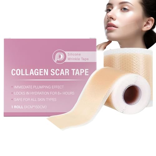 3pcs Silicone Scar Cream,Collagen Tape, Facial Fine Patch Concealer Patch Scar Roll, Improve The Appearance of Scars, Stretch Marks, Fine Lines for All Skin Types,Collagen Scar Tape Reusable (1)
