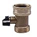E-zoe 03V Heavy Duty Brass Garden Hose Connector with Shut Off Valve Single Brass Water Hose Parts 3/4 Inlet and Outlet Thread with Comfort Grip to Control Water Flow