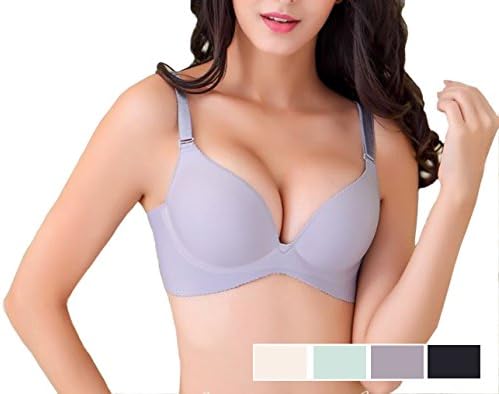 Tomas Marshal Women Bra Everyday Bra Basic Bra Comfort Bra Lightly Padded Bra Plunge Demi Bra t shirt Bra (32C, Gray)