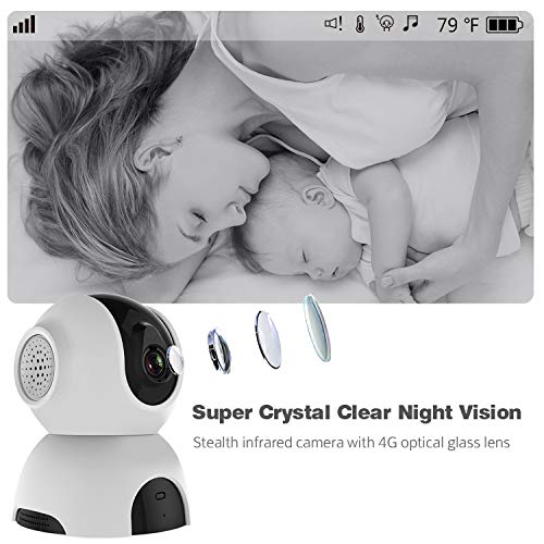 Bable Baby Monitor with Camera, 720P Video Baby Monitor with Infrared Night Vision Camera, Remote Control, Temperature Monitor, Two-Way Talk, Up to 900 feet