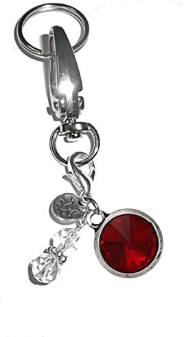 Birthstone Charm Key Chain Ring, Women's Purse or Necklace Charm, Comes in a Gift Box! (July)