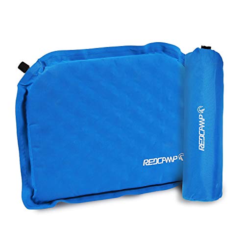 REDCAMP Self Inflatable Seat Cushion for Camping Stadium, Compact Lightweight Self Inflating Bleacher Cushion with Storage Bag, Well Insulated