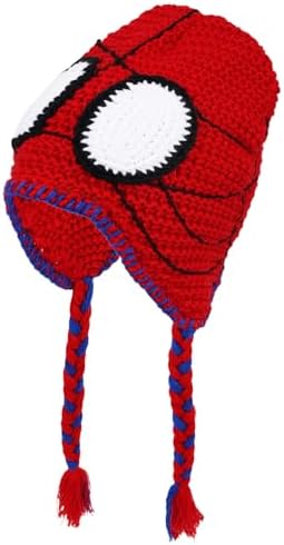 Marvel Spider-Man Miles Morales Gorro con puño enrollable, gorro de invierno tejido, Negro/Rojo, Talla única