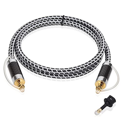 【LCYOUTH】光デジタルケーブル SPDIF Toslink トスリンク デジタルオーディオ オプティカルケーブル 24k金メッキ 高耐久 PS4/Xbox/サウンドバー/TVスピーカーなどに 光角型変換1個付 (炭素繊維, 3M)