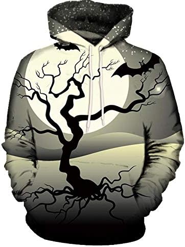 Zainafacai Fashion Print Hoodie- Unisex Realistic 3D Digital Hooded Top Sweatshirt-Happy Halloween 2018/2019