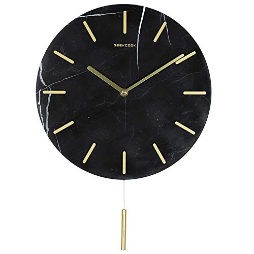 Jiangye Pendulum Wall Clock Silent Non Ticking Marble Swing Modern