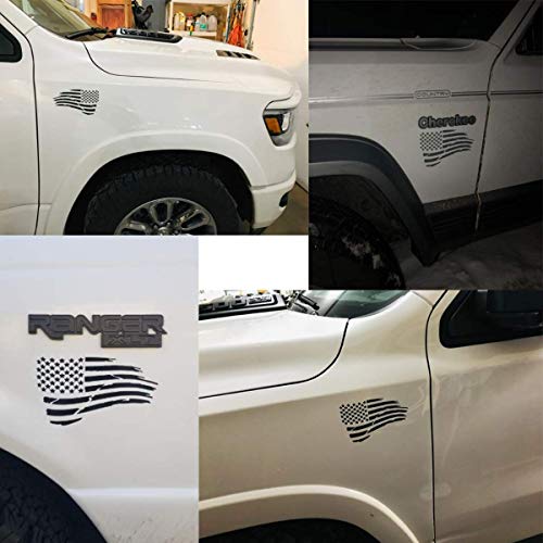 TOTOMO 2pc Tattered Subdued USA American Flag Decal (Matte Black 4"x7") Distressed Tactical US Military Army Navy Vinyl Bumper Sticker Car Truck RV SUV Jeep Wrangler Boat Window Accessories USF-03 - Thumbnail 5