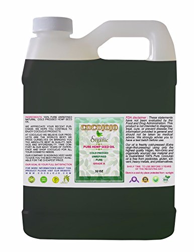 Hemp oil - 100% pure natural cold pressed 32 oz seed oil unrefine…