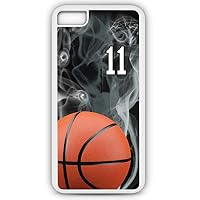 iPhone 8 Case Basketball BK015Z Choice of Any Personalized Name or Number Tough Phone Case by TYD Designs in White Plastic and Black Rubber with Team Jersey Number 11