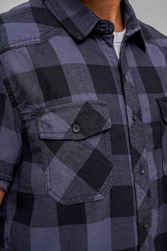 Check Shirt Short Sleeve, Color: black/grey, Size: L