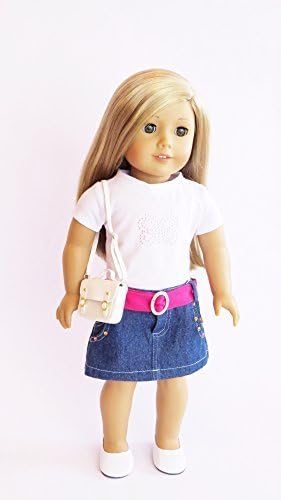 18 inch Doll Clothes - 5-Piece Casual Outfit with Purse Fits American Girl Doll, My Life Doll, Our Generation and other 18 inch Dolls by Dazzling Dolls