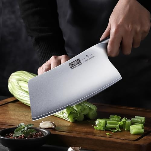 HOSHANHO Cleaver Knife 7 Inch, Ultra Sharp Vegetable Meat Chopper Knife | Japanese High Carbon Steel Chopper Butcher Knife, Multifunction Cooking Knife for Home Kitchen and Restaurant