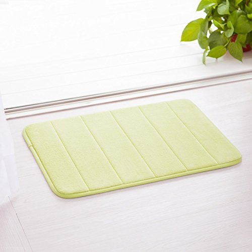 2Pcs 17"x 24" Sage Green Non Slip Coral Velvet Bathmat Absorbent Bath Rugs Memory Foam Bath Mats with Anti-Skid Bottom - Thumbnail 5