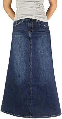 Classic Modest Long Denim Skirt (5/6)