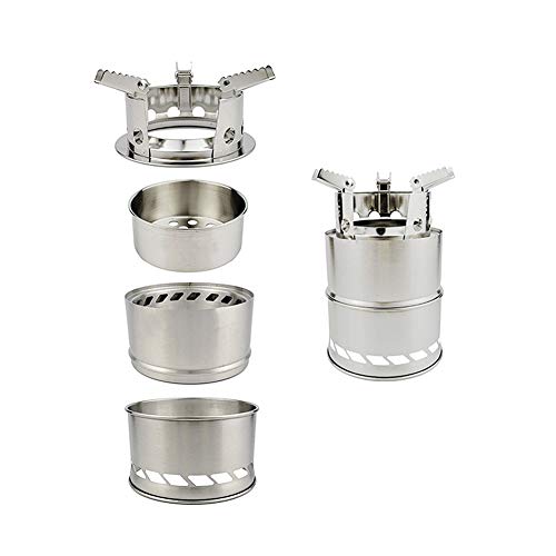 SEMPIYI Camping Stove, Portable Stainless Steel Firewood Backpack Stove, Picnic, Hiking, Camping.A