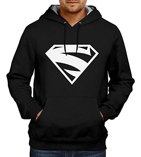 Avaatar Black Superhero Sweatshirt for Men (Superman, Large)