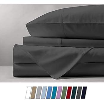 500 Thread Count 100% Cotton Sheet Dark Grey Full Sheets Set, 4-Piece Long-staple Combed Pure Cotton Best Sheets For Bed, Breathable, Soft & Silky Sateen Weave Fits Mattress Upto 18'' Deep Pocket
