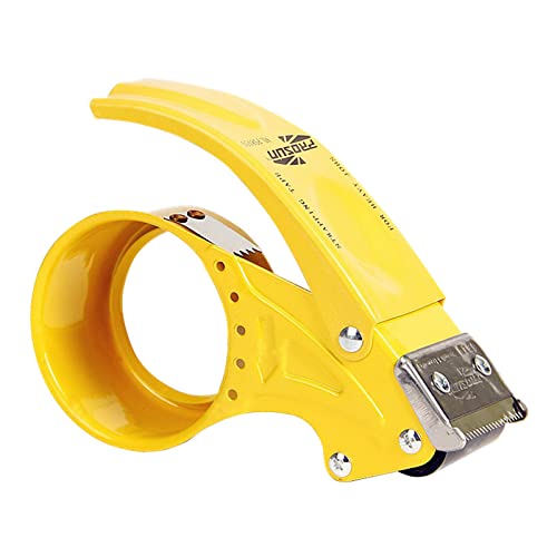 AKORD Heavy Duty Metal Packing Packaging Tape Roll Hand Dispenser Gun, Yellow
