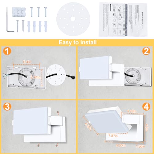 ledmo 60W Outdoor LED Wall Light 360° Modern Adjustable Outdoor Lamps Outdoor LED Spotlight for Terrace Entrance Gardens, White, 126 LEDs, 5000 Lumens, Warm White 3000K, IP65