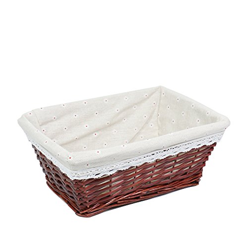 MEIEM Handmade Woven Wicker Storage Basket with Liner.Storage containers.Home Storage Bins for Toys Laundry Clothing Sundries Neatening (Large,Brown)