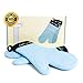 Silicone Oven Mitts Heat Resistant 500 Degrees - 2 Extra Long Silicone Oven Mitt Pot Holders - Food Safe Oven Gloves - BPA Free - Soft Inner Lining - (Blue) - Frux Sili Mitts