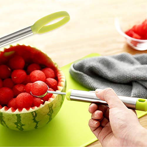 4 pcs Watermelon Windmill Cutter Kit, MYRIANN Stainless Steel Fruit Slicer, Carving Knife, Peeler, Knife Tongs and Melon Baller, Security Vegetable tools Kitchen Gadgets FDA Approved - Thumbnail 4