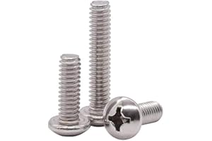 EASTLO 1/4-20 x 3/4" Pan Head Machine Screw, Phillips Drive, 304 Stainless Steel 18-8, Bright Finish, Fully Machine Thread, 50 Pcs