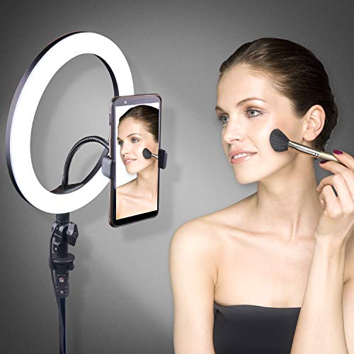 10.2" Selfie Ring Light with Tripod Stand & Cell Phone Holder for Live Stream/Makeup, UBeesize Mini Led Camera Ringlight for YouTube Video/Photography Compatible with iPhone 8 7 6 Plus X 6s SE Android