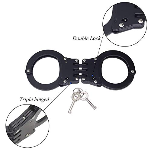 Double Lock Handcuffs, Adjustable Police Edition Handcuff for Security