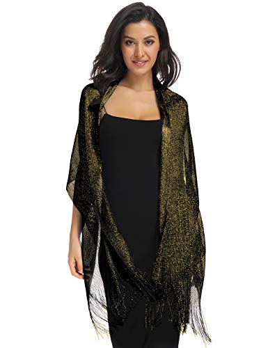 Shawls and Wraps Black/Gold - Thumbnail 3