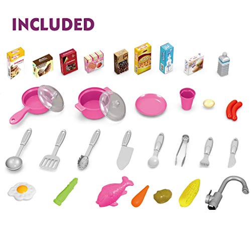 Deluxe Kitchen Playset, Mosunx Kids Play and Pretend Kitchen Set with Sound and Lights,Simulation Cooking Toys for Boys Girls Over 3 Years Old (Purple, for 3Years Old +) - Thumbnail 2
