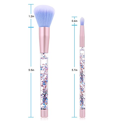 Ameauty Makeup Brush Set, Premium Face Powder Blush Eyeshadow Brush Eyebrow Brush Lip Makeup Brush with Quicksand Handle - Makeup Brush Kit for Concealer Blending Powder Liquid Cream Cosmetic (7PCS) - Thumbnail 5